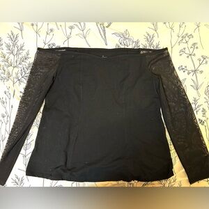 Torrid Black Off-Shoulder W/Mesh Sleeves Shirt